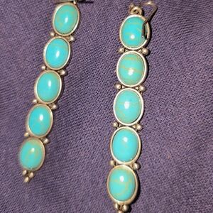 Turquoise Oval Drop Earrings